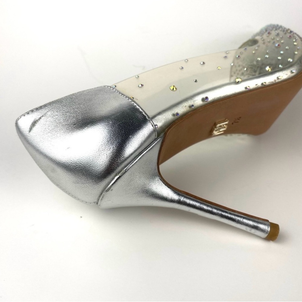 RARE Badgley Mischka Cinderella Pointed Toe Heels Silver and Clear Women's - Picture 9 of 12